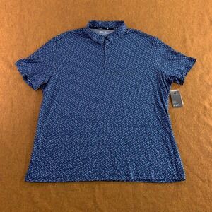 FLX Mens XXL Blue Geometric Wander Luxury Soft Wicking Polo Shirt NWT